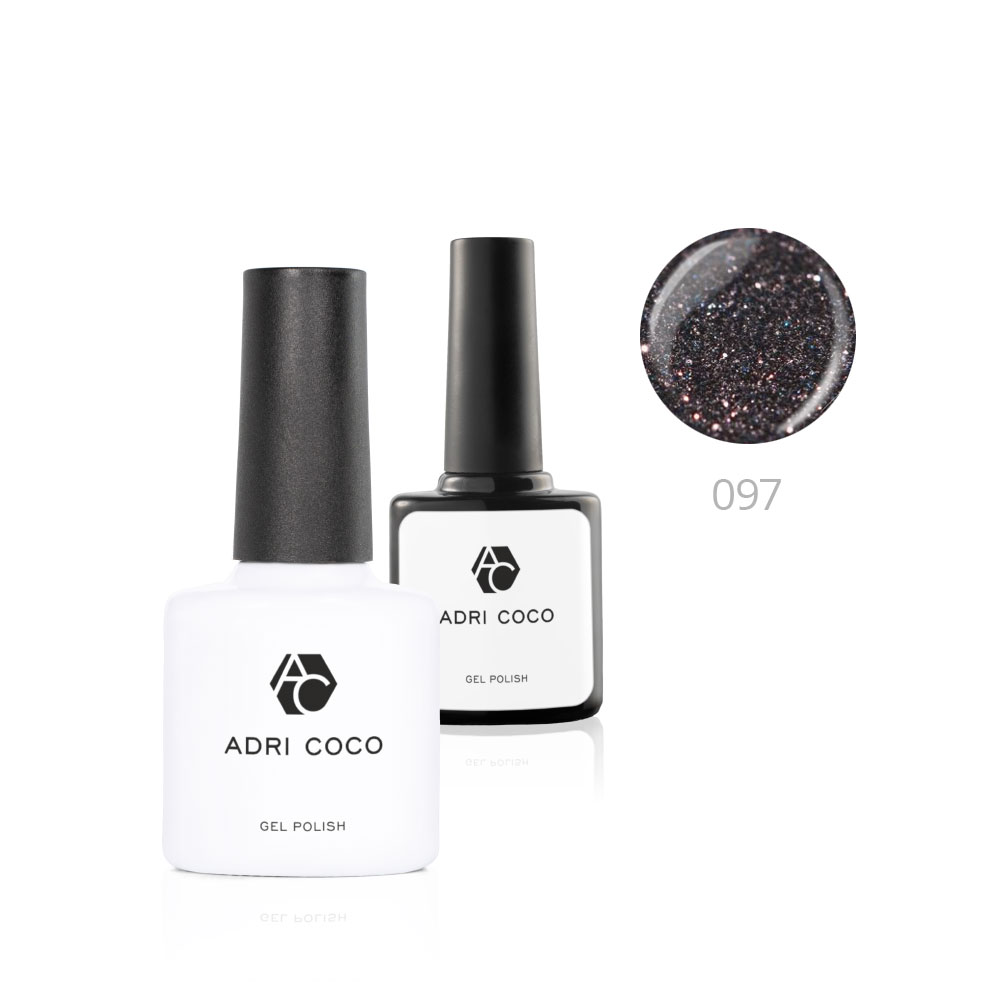 Цветной гель-лак для ногтей AdriCoco №097 мерцающий темно-серый 8 мл 2 шт