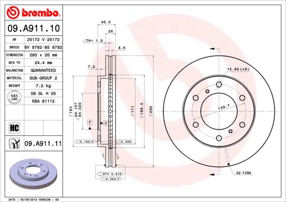 

Диск тормозной передний 290mm вентилируемый окрашенный