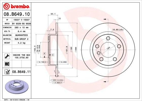 фото Диск тормозной uv coated | зад | brembo