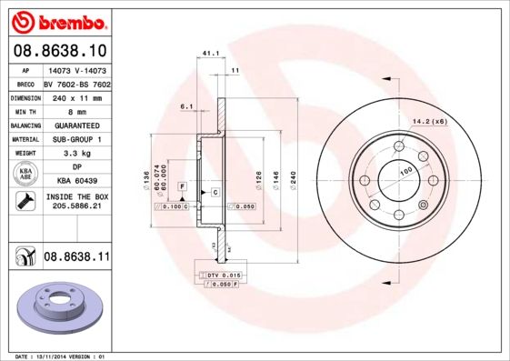 

Диск тормозной передний 240mm окрашенный