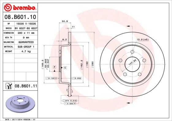 Диск тормозной задний 280mm окрашенный