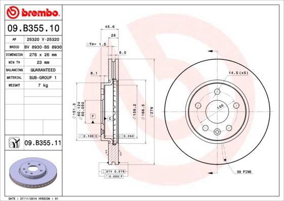 

Диск тормозной вентилируемый brembo 09b35511, Диск тормозной вентилируемый brembo 09b35511 brembo 09b35511