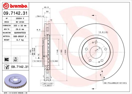 

Тормозной диск передний D320mm MITSUBISHI LANCER VI (CJ , CP ) 09