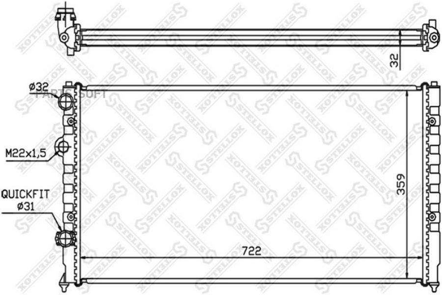 

10-25073-sx_радиатор системы охлаждения vw passat 1.6i-2.9i 93-96