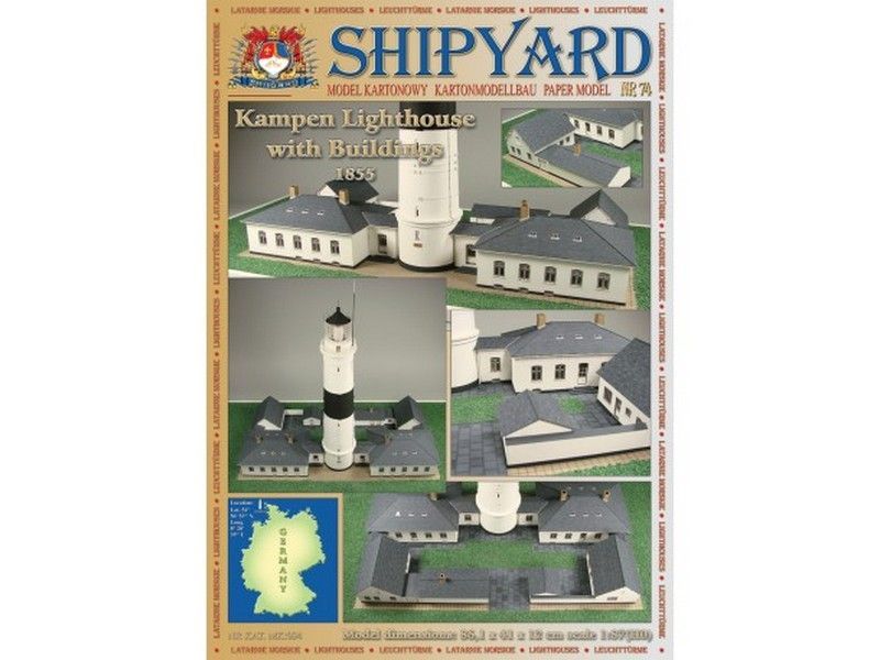 фото Сборная картонная модель shipyard маяк lighthouse kampen with buildings (№74), 1/87