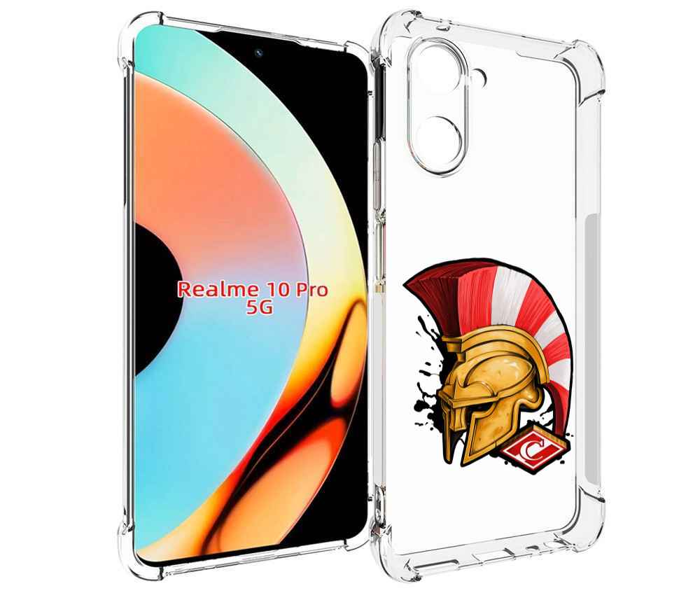 

Чехол бампер MyPads ФК спартак шлем для Realme 10 Pro противоуда..., Прозрачный, Tocco