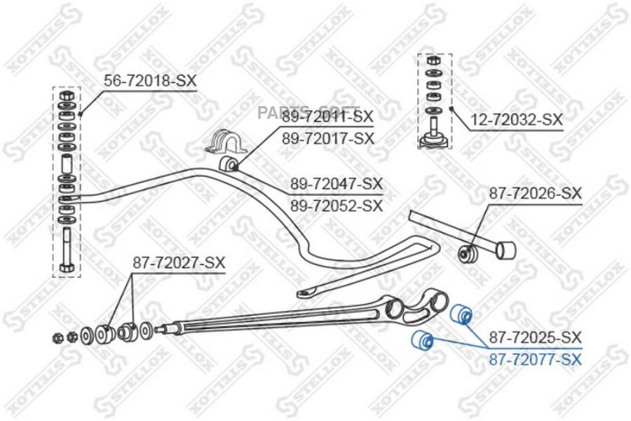 

87-72077-sx_сайлентблок зад. продол. рычага зад. mitsubishi pajero l14g/v2/v4w <01