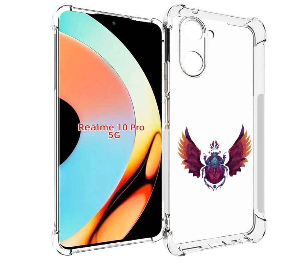 

Чехол бампер MyPads алмазный скоробей для Realme 10 Pro противоу..., Прозрачный, Tocco