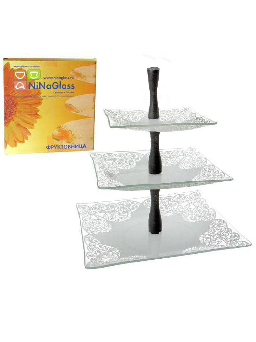 

Фруктовница NiNaGlass 85-181-15/20/25 см. Кружево 11