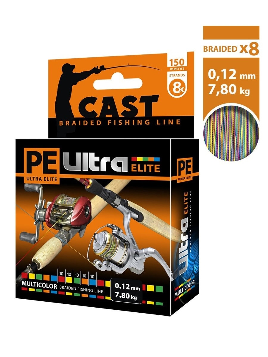 

Плетеный шнур Aqua PE ULTRA ELITE CAST multicolor (10) 0,12мм 150м (3 шт. комплект), PE ULTRA ELITE