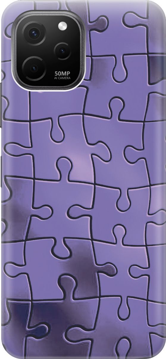

Силиконовый чехол на Huawei nova Y61 с принтом "Фиолетовый пазл", Фиолетовый;черный, 158004