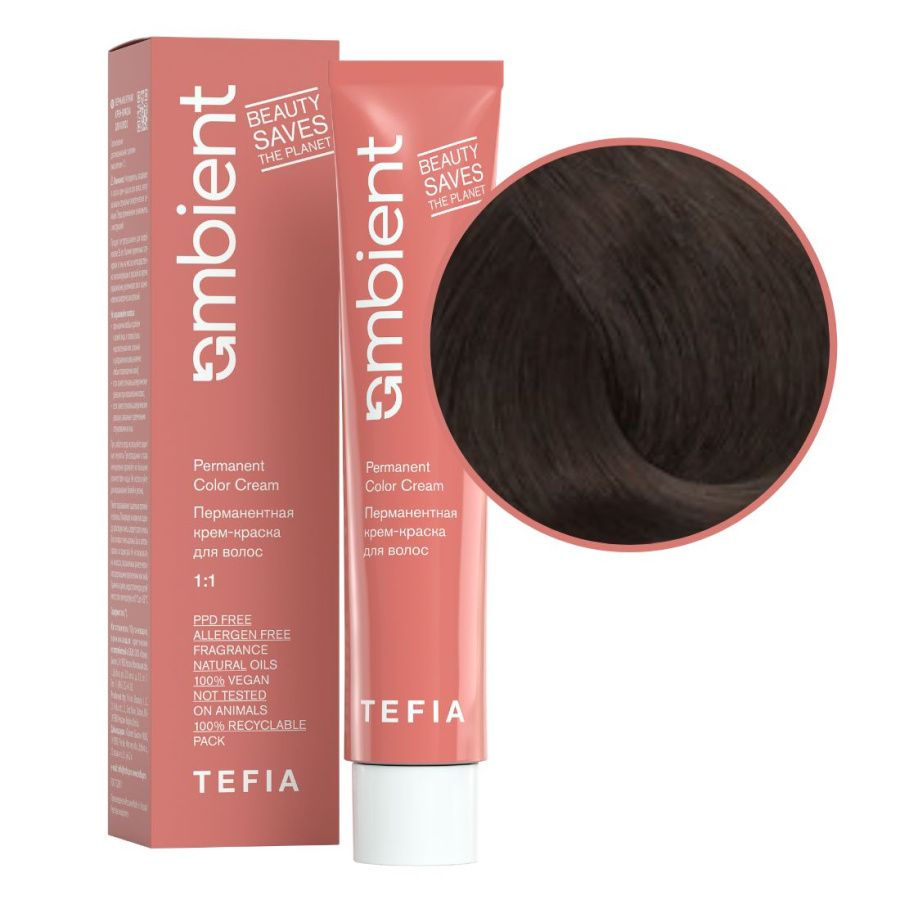 TEFIA Ambient 6.18 Перманентная крем-краска для волос / Темный блондин  60 мл