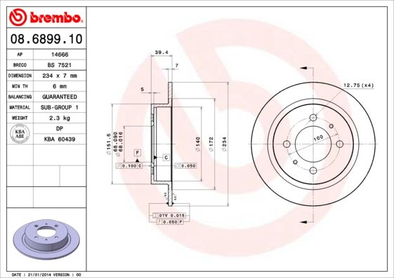 

Диск тормозной Standard | зад |