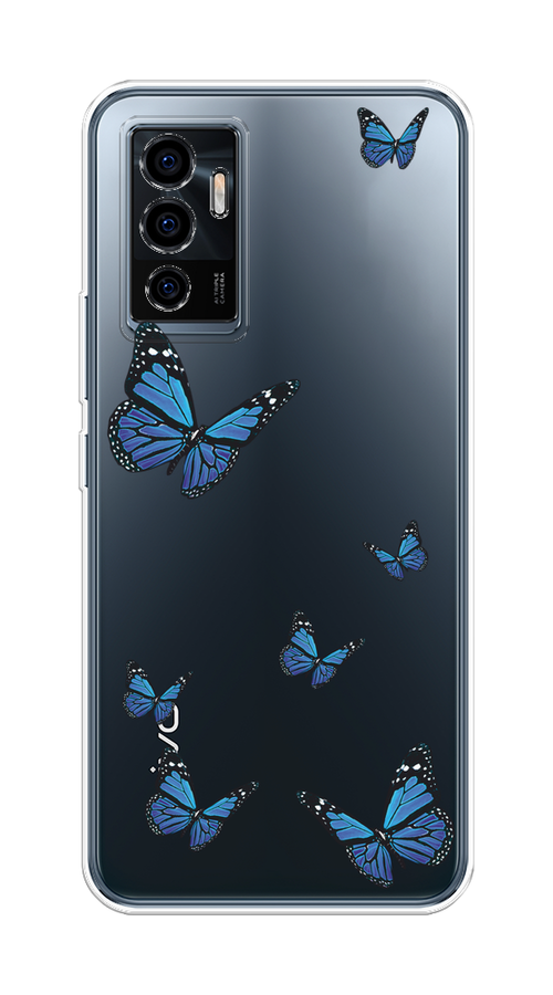 

Чехол на Vivo V23e/Y75 4G "Blue butterflies", Синий;черный, 265950-1