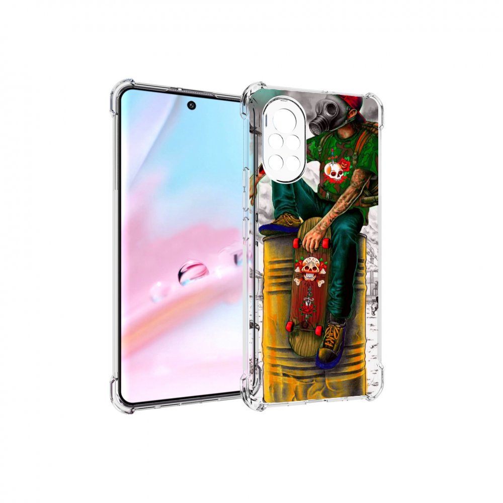

Чехол MyPads скейтер в противогазе для Huawei Nova 8 (ANG-LX1), Прозрачный, Tocco