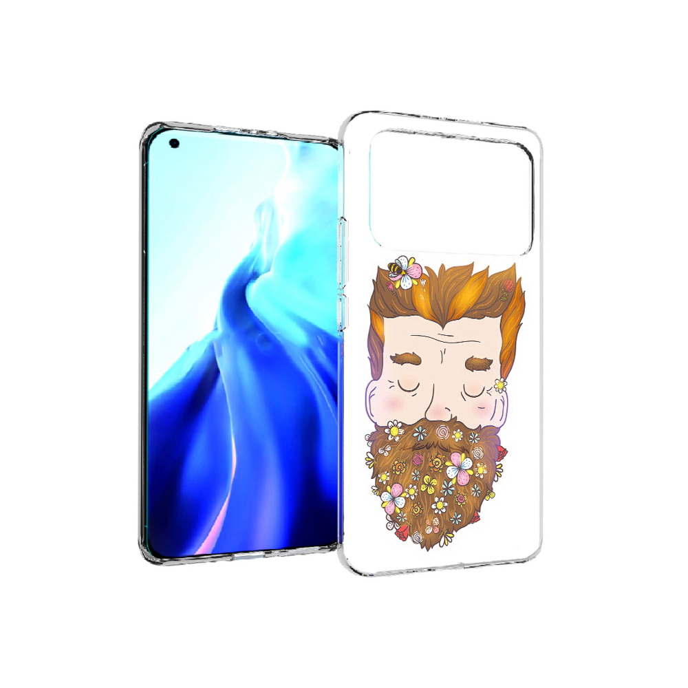 

Чехол MyPads Tocco для Xiaomi Mi 11 Ultra мужчина с цветами в бороде (PT160500.261.489), Прозрачный, Tocco