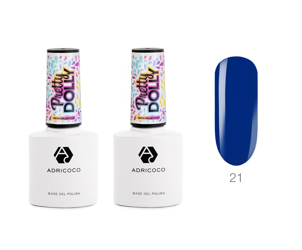

Гель-лак для ногтей AdriCoco Pretty dolly №21 неоновый синий 8 мл 2 шт, kr-21925