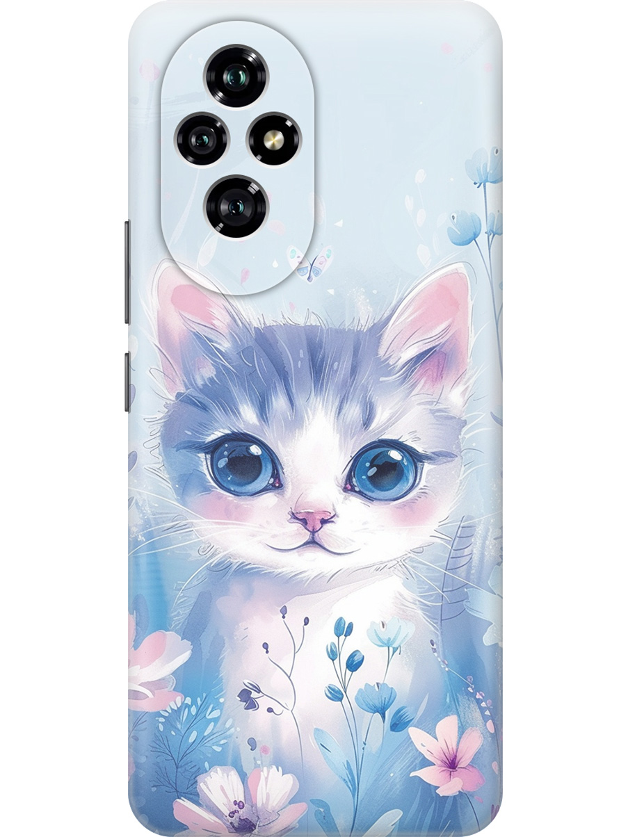 

Силиконовый чехол на Honor 200 с принтом "Котик в цветах", Прозрачный;белый;голубой;розовый, 783978412