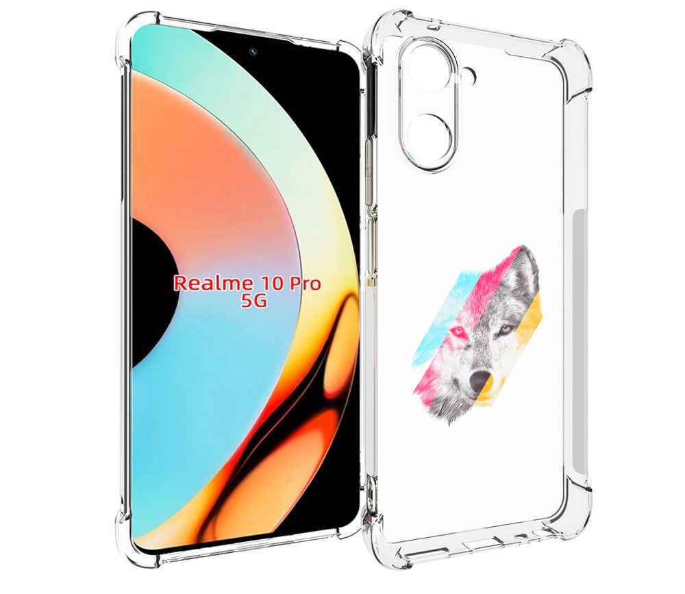 

Чехол бампер MyPads волк градиент для Realme 10 Pro противоударный, Прозрачный, Tocco