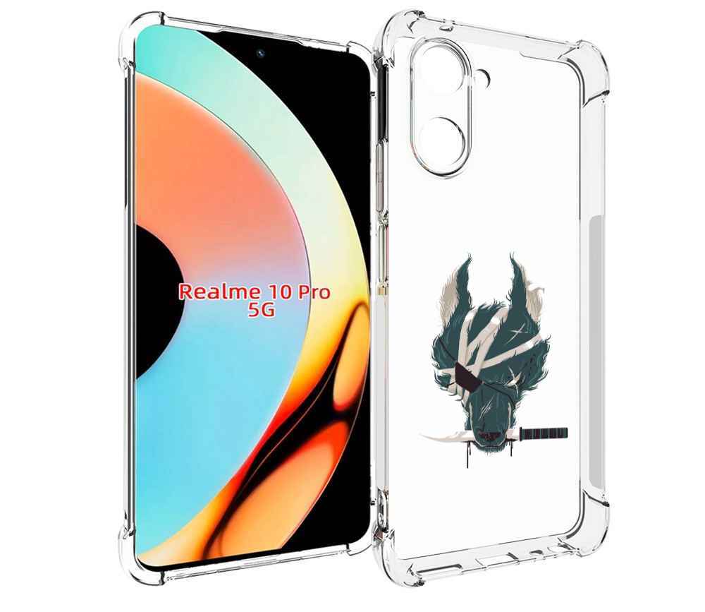 

Чехол бампер MyPads волк-разбойник для Realme 10 Pro противоударный, Прозрачный, Tocco