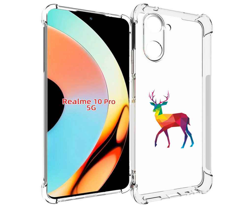 

Чехол бампер MyPads геометрический олень для Realme 10 Pro проти..., Прозрачный, Tocco