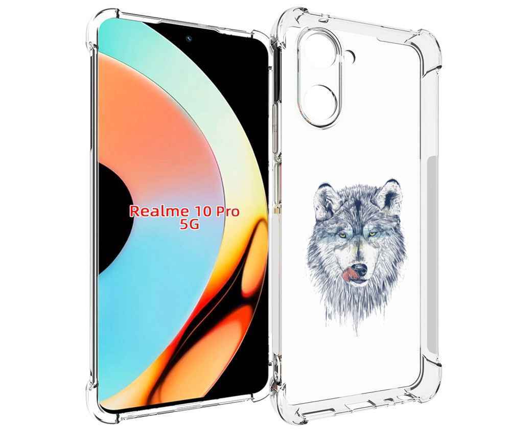 

Чехол бампер MyPads голодгый волк для Realme 10 Pro противоударный, Прозрачный, Tocco