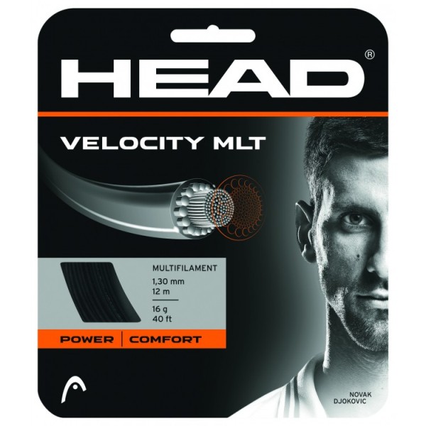 Струна для тенниса HEAD 12m Velocity MLT 281404-BK, Black, 1.30