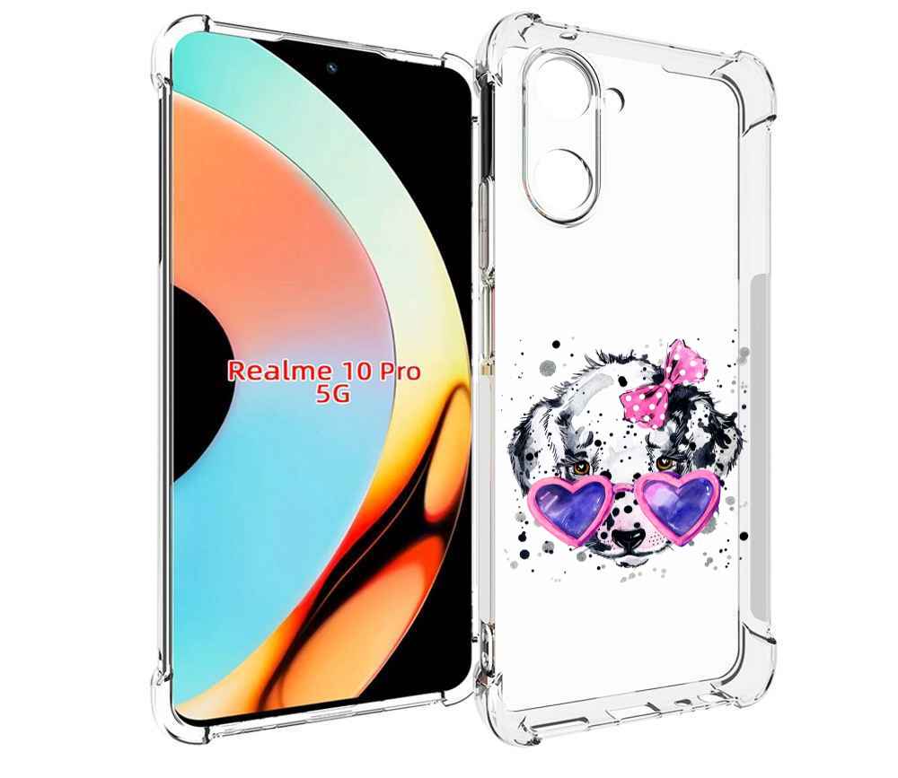 

Чехол бампер MyPads долматинец в очках для Realme 10 Pro противо..., Прозрачный, Tocco