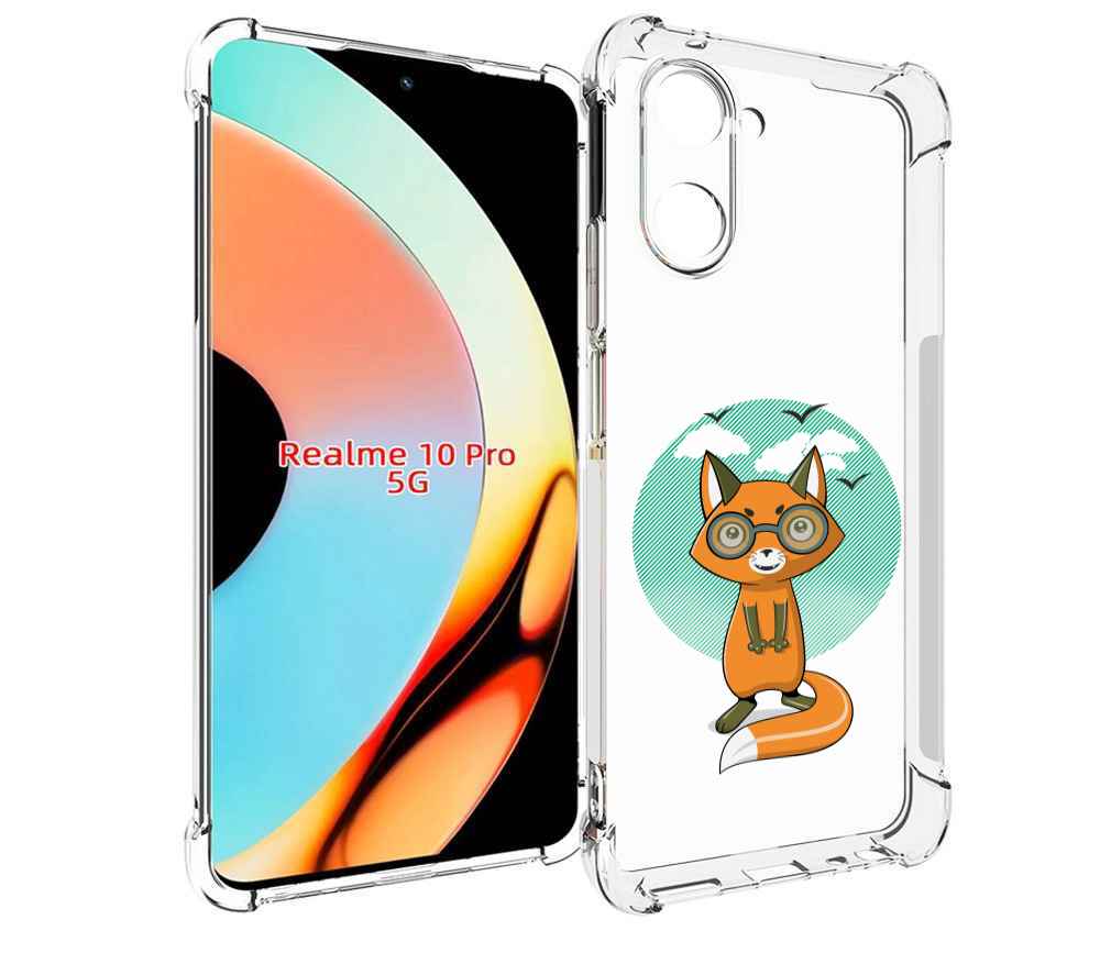 

Чехол бампер MyPads задумчивая лиса для Realme 10 Pro противоуда..., Прозрачный, Tocco