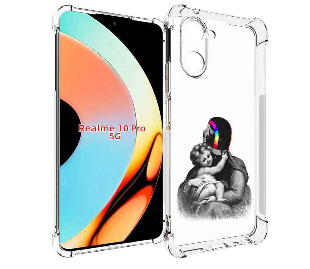 

Чехол бампер MyPads защитник в шлеме для Realme 10 Pro противоуд..., Прозрачный, Tocco