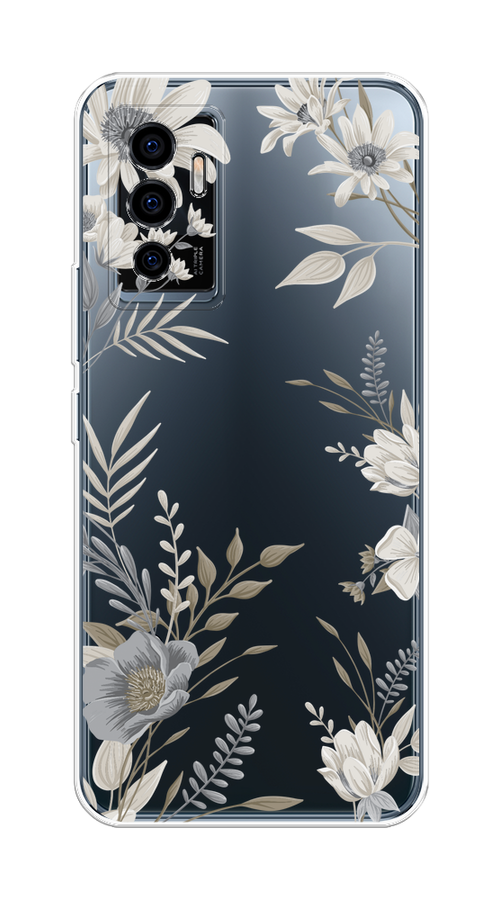 

Чехол на Vivo V23e/Y75 4G "Цветы сепия", Серый;прозрачный;зеленый;белый, 265950-1