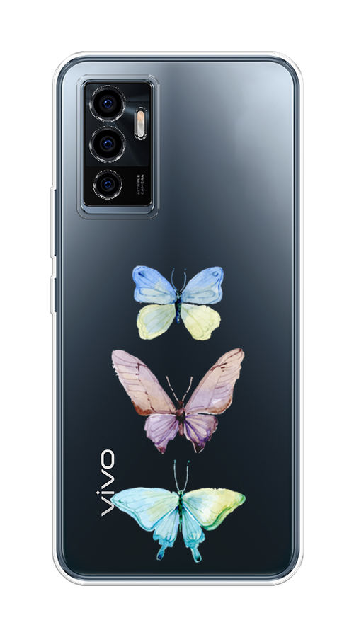 

Чехол на Vivo V23e/Y75 4G "Акварельные бабочки", Бирюзовый;розовый, 265950-1