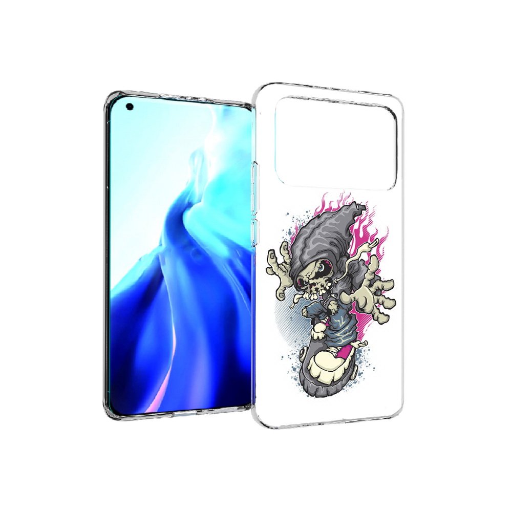 

Чехол MyPads Tocco для Xiaomi Mi 11 Ultra нарисованный скелет на скейт борде, Прозрачный, Tocco