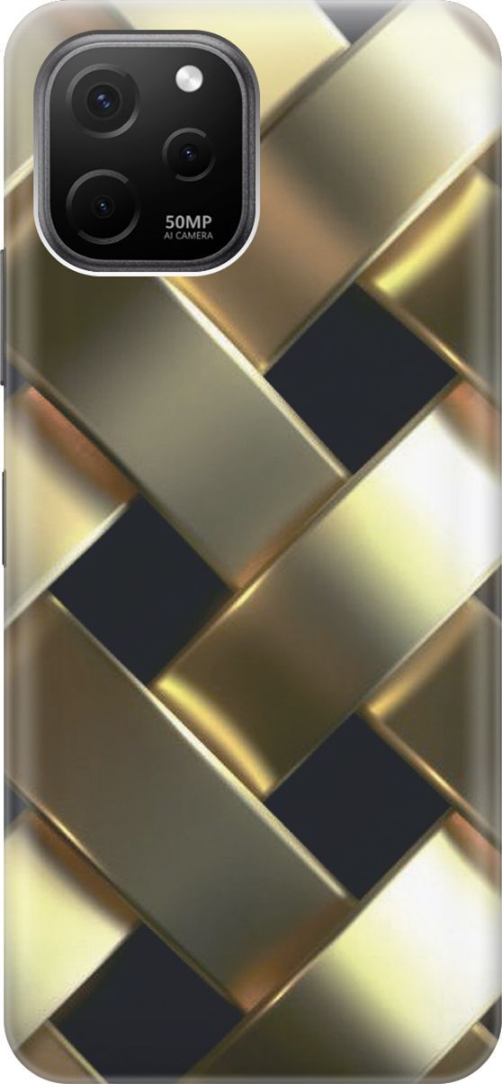 

Силиконовый чехол на Huawei nova Y61 с эффектом блеска "Золотистое плетение", Золотистый;черный, 158008