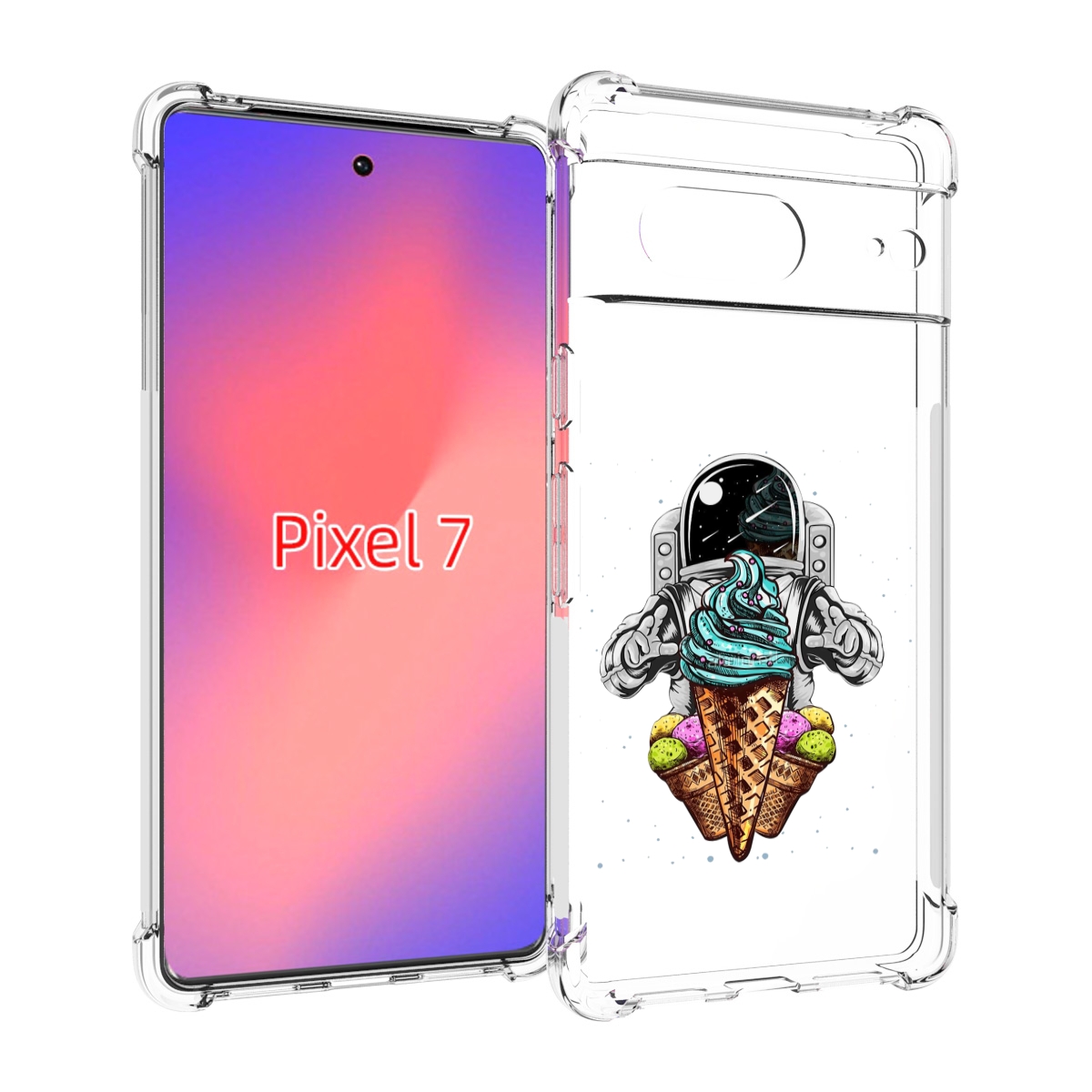 

Чехол Mypads Астронавт-Любит-Мороженное Для Google Pixel 7, Прозрачный, Tocco