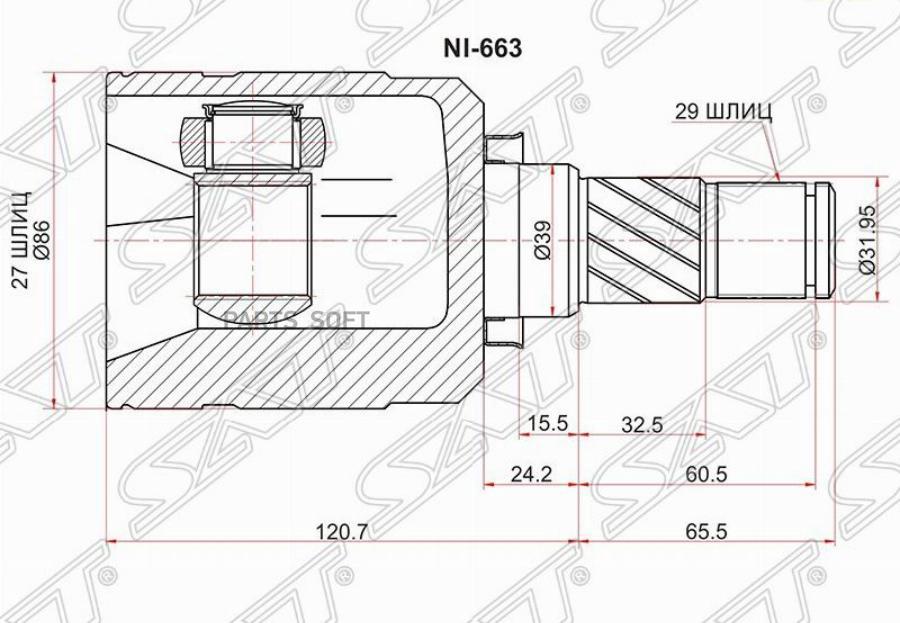 

SAT Шрус внутренний LH NISSAN MAXIMA/CEFIRO A32/33/TEANA J31/SERENA C24