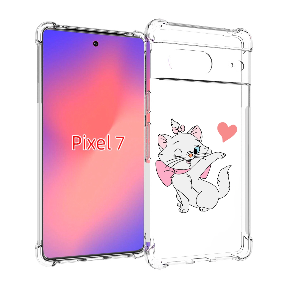 

Чехол Mypads Белая-Кошечка-С-Сердечком Женский Для Google Pixel 7, Прозрачный, Tocco