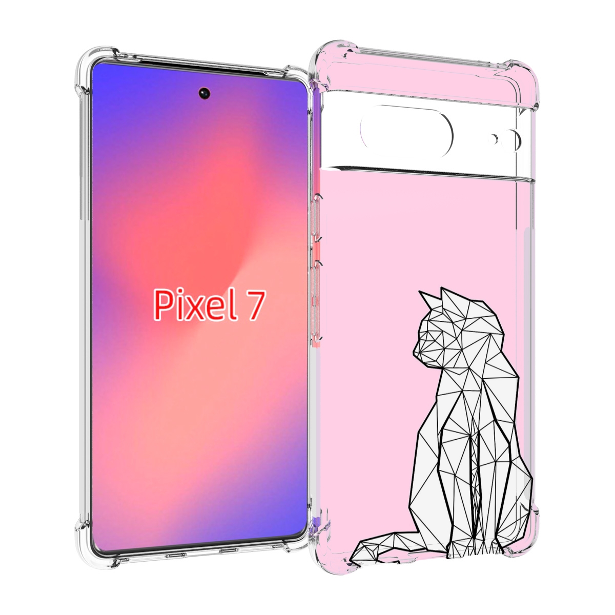 

Чехол Mypads Белый Котик С Гранями Для Google Pixel 7, Прозрачный, Tocco
