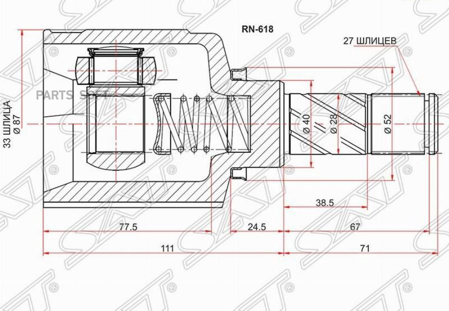 

Шрус Внутренний Lh (левый) Renault Duster 10- 2wd/4wd Мкпп Sat арт. RN-618