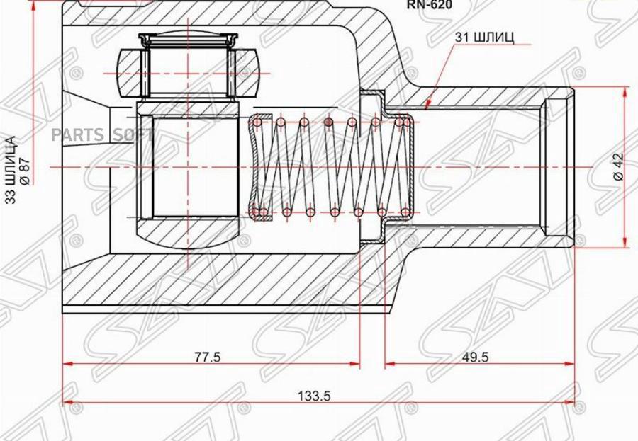 

Шрус Внутренний Rh (правый) Renault Duster 10- 4wd Мкпп Sat арт. RN-620