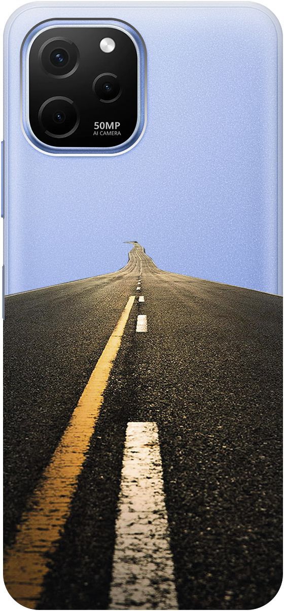 

Силиконовый чехол на Huawei nova Y61 с 3D принтом "Road" прозрачный, Прозрачный;коричневый, 158010
