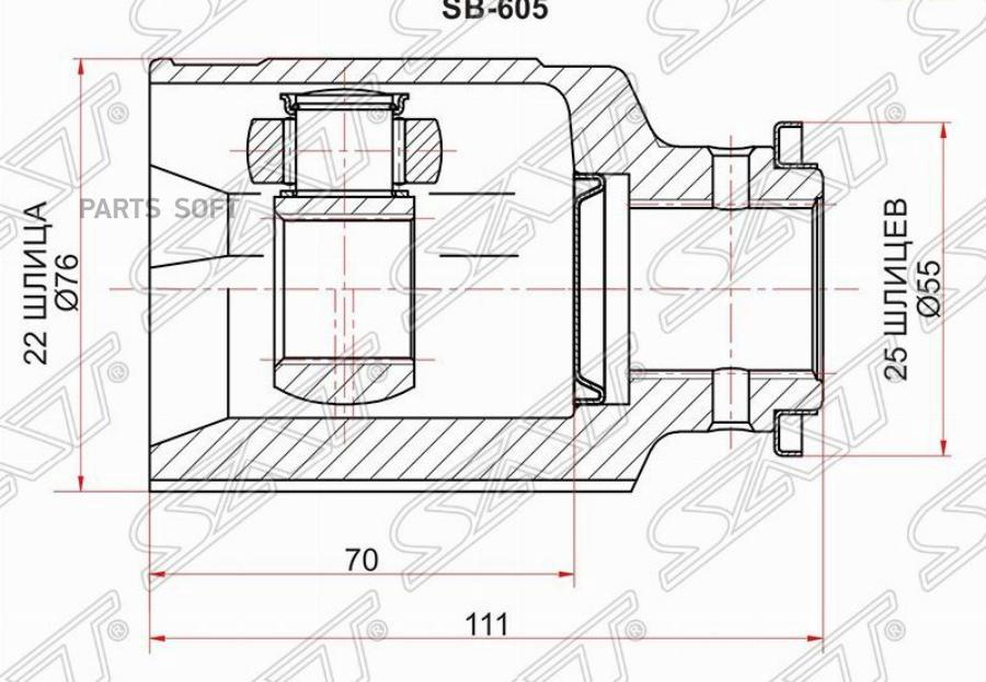 

Шрус Внутренний Subaru Impreza G10/Legacy B10/11/Forester S10 Sat арт. SB-605