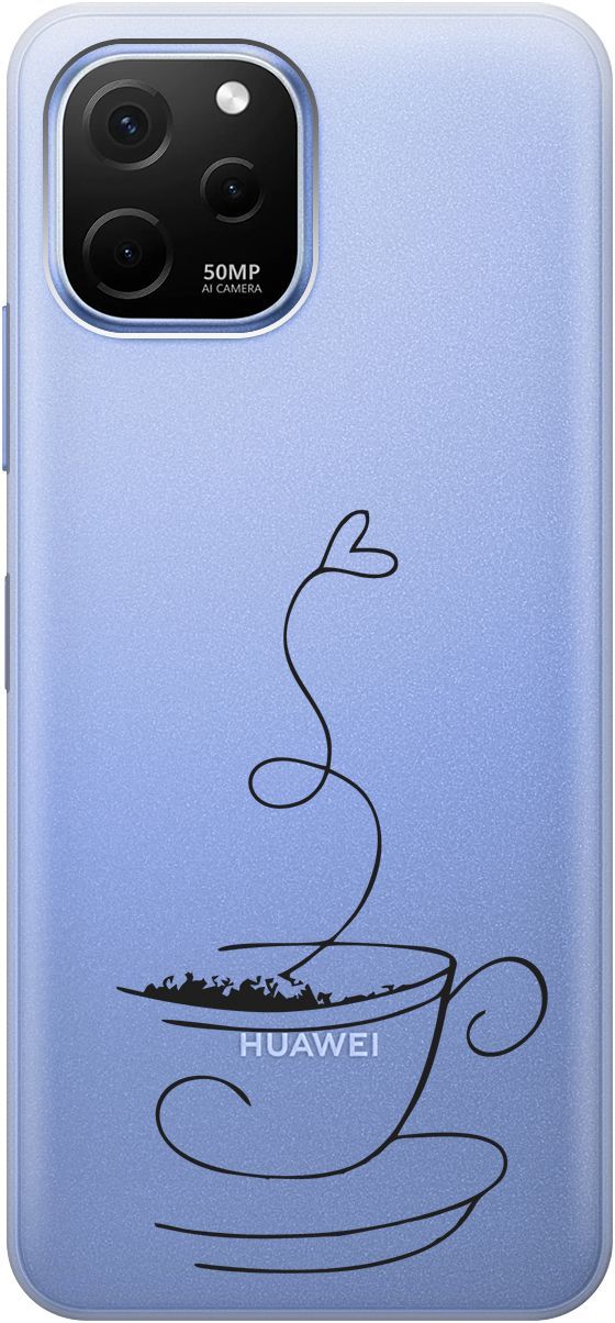 

Силиконовый чехол на Huawei nova Y61 с 3D принтом "Coffee Love" прозрачный, Прозрачный;черный, 158010
