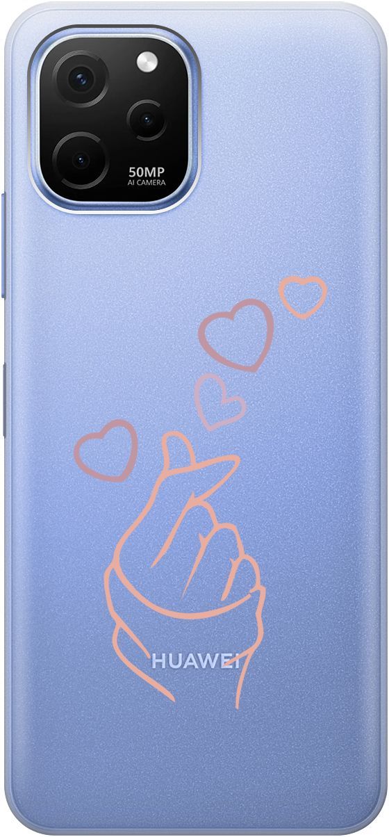 

Силиконовый чехол на Huawei nova Y61 с 3D принтом "K-Heart" прозрачный, Прозрачный;розовый, 158011