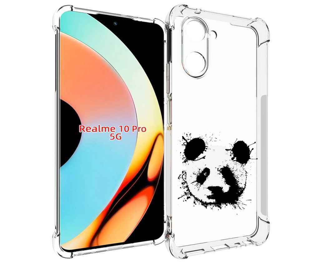 

Чехол бампер MyPads клякса-панда для Realme 10 Pro противоударный, Прозрачный, Tocco