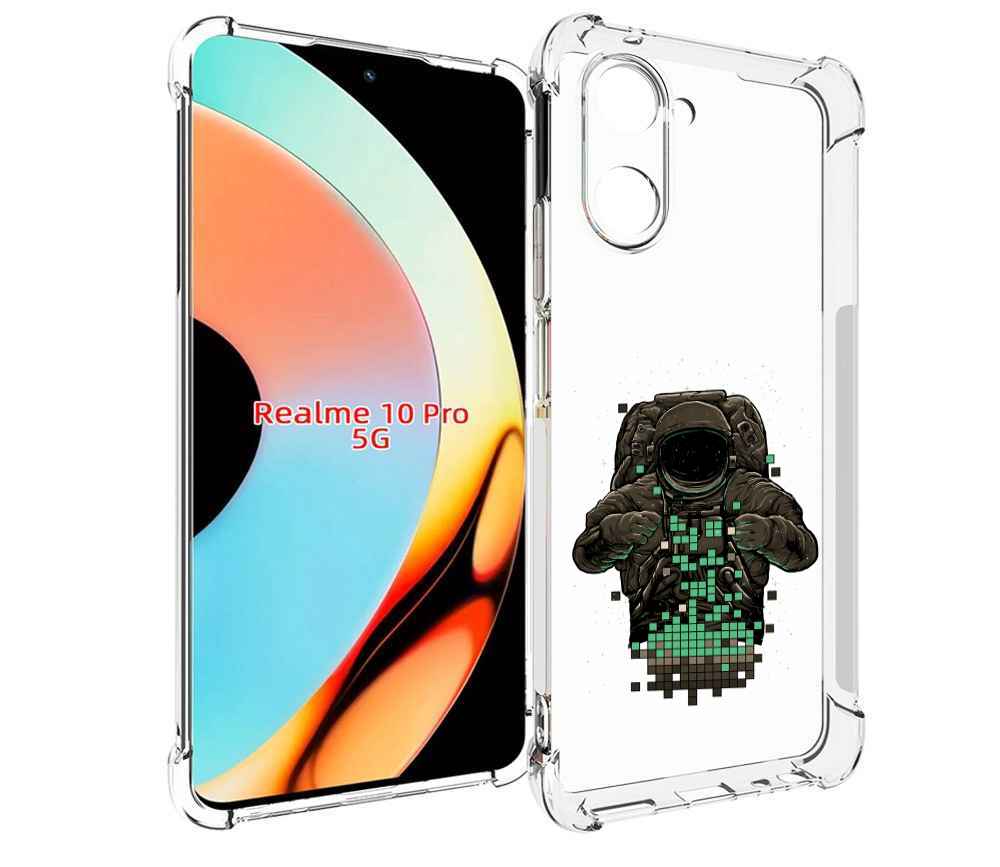 

Чехол бампер MyPads космонавт с пикселями для Realme 10 Pro прот..., Прозрачный, Tocco