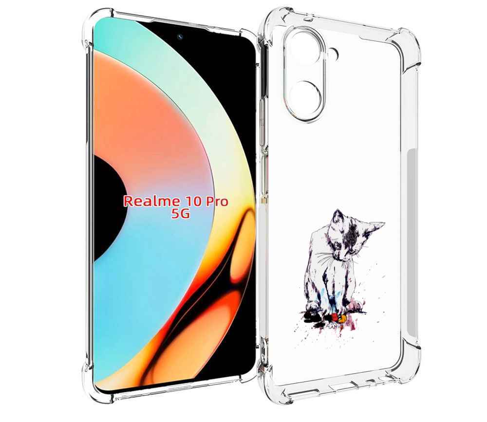 Чехол бампер MyPads кот и микки для Realme 10 Pro противоударный