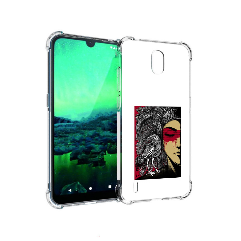 

Чехол MyPads Tocco для Nokia 1.3 девушка с вороном в абстракции (PT227048.104.311), Прозрачный, Tocco