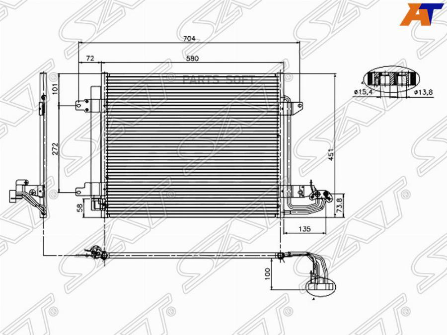 SAT Радиатор кондиционера VOLKSWAGEN TOURAN 03-/CADDY 04-