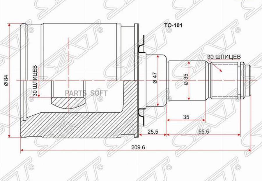 

Шрус Внутренний Toyota Land Cruiser 100 Uzj100/Hdj101 98-07 Sat арт. TO-101